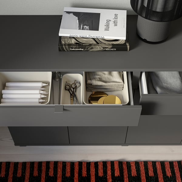 VIHALS - VIHALS Sideboard, dark grey, 140x37x75 cm