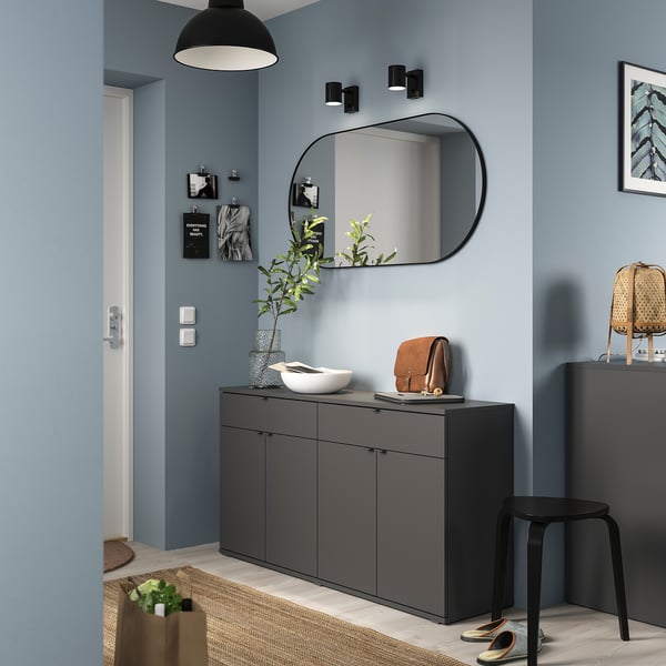 VIHALS - VIHALS Sideboard, dark grey, 140x37x75 cm