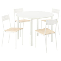 VIHALS / BUSLÄTT table and 4 chairs, white white/white pine, 107 cm