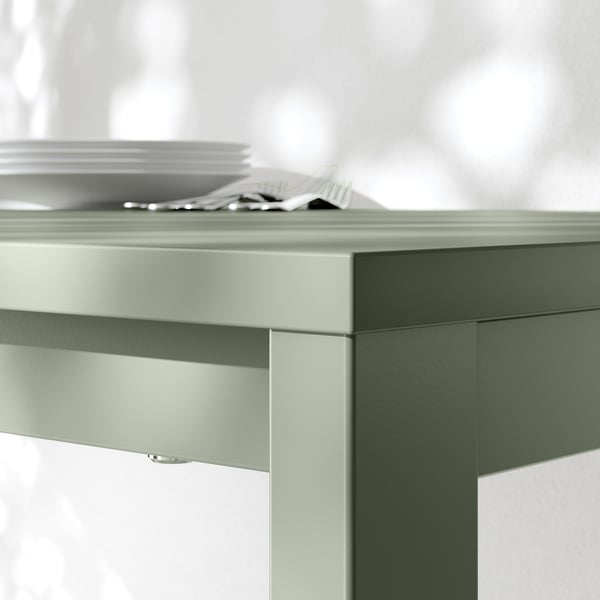 VIHALS / BUSLÄTT - Table and 4 chairs, green/grey-pine green,125x74 cm