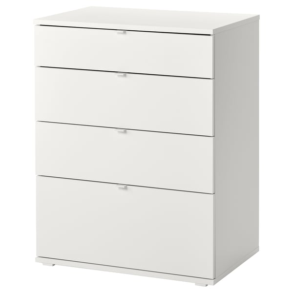 VIHALS chest of 4 drawers, white/anchor/unlock-function, 70x47x90 cm