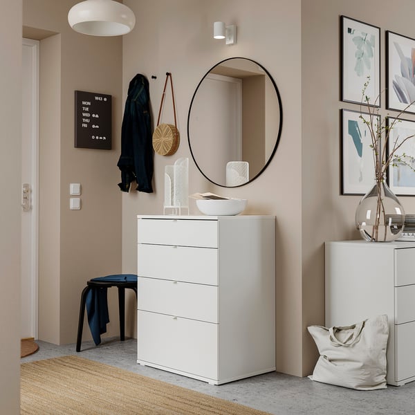 VIHALS - VIHALS Chest of 4 drawers, white/anchor/unlock-function, 70x47x90 cm