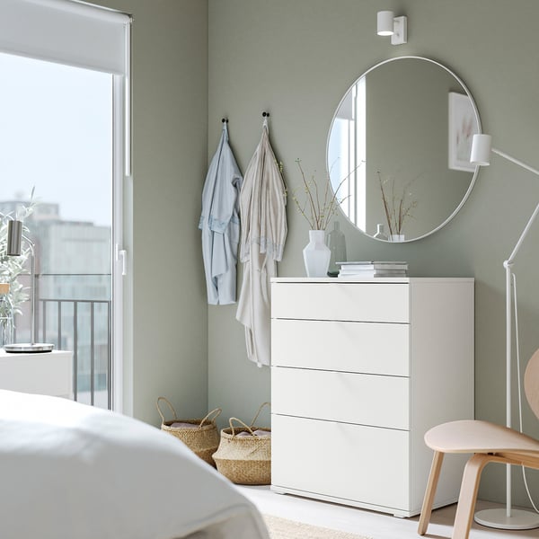 VIHALS - VIHALS Chest of 4 drawers, white/anchor/unlock-function, 70x47x90 cm