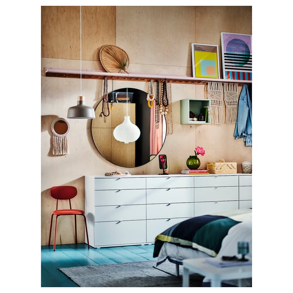 VIHALS - VIHALS Chest of 4 drawers, white/anchor/unlock-function, 70x47x90 cm