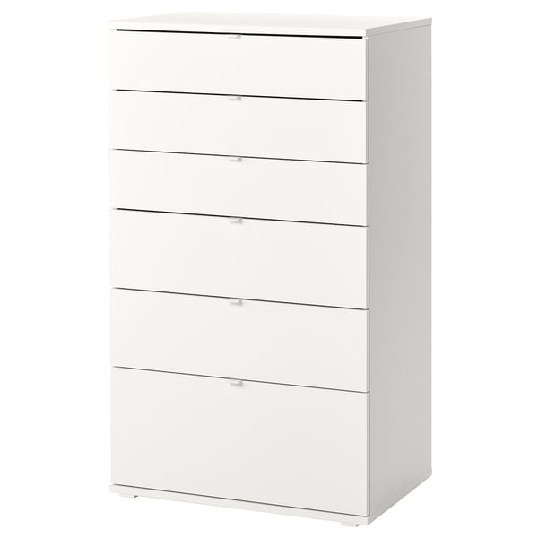 VIHALS chest of 6 drawers, white/anchor/unlock-function, 70x47x120 cm