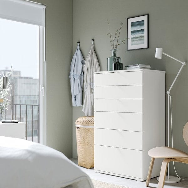Ikea VIHALS - Chest of 6 drawers, white/anchor/unlock-function, 70x47x120 cm