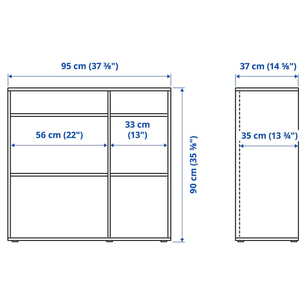 VIHALS storage combination w glass doors, white/clear glass, 285x37x90 cm