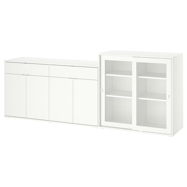 Ikea VIHALS - Storage combination w glass doors, white/clear glass, 235x37x90 cm