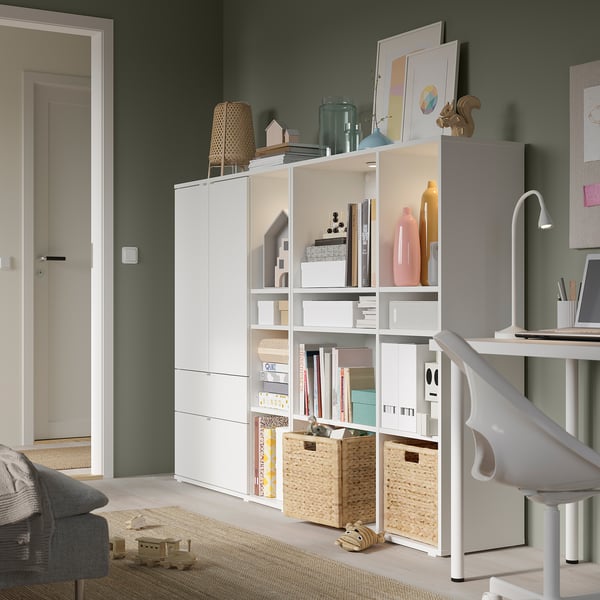 VIHALS storage combination, white, 200x37x140 cm