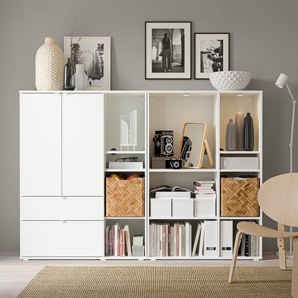 VIHALS storage combination, white, 200x37x140 cm