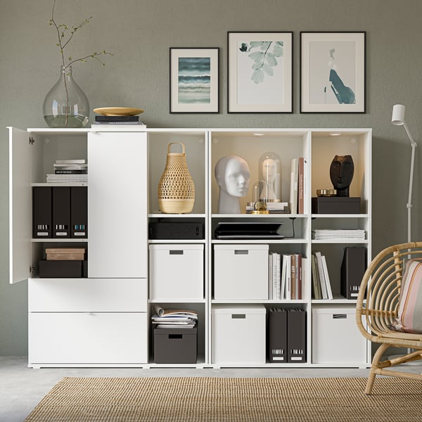 VIHALS storage combination, white, 200x37x140 cm