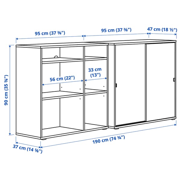 VIHALS storage combination, dark grey, 190x47x90 cm