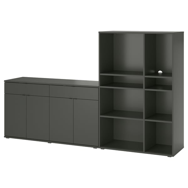 VIHALS - VIHALS Storage combination, dark grey, 235x37x140 cm