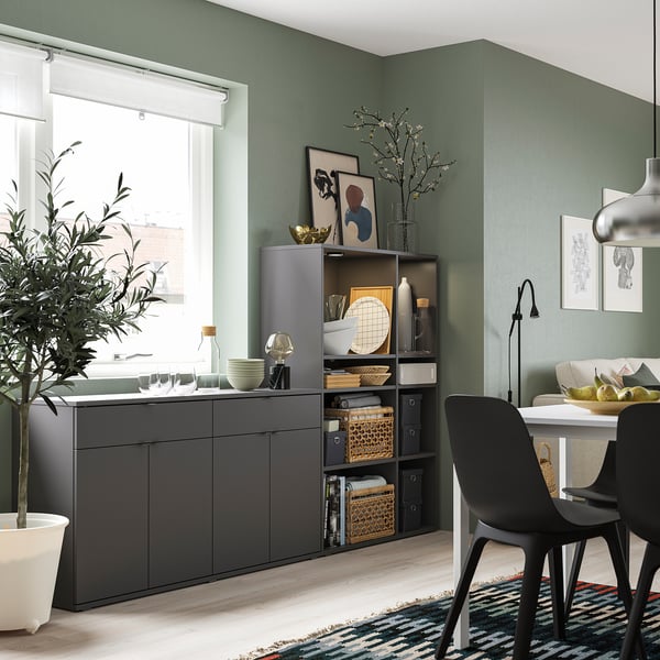 VIHALS - VIHALS Storage combination, dark grey, 235x37x140 cm