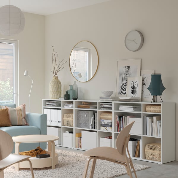 VIHALS - VIHALS Shelving combination, white, 286x37x90 cm