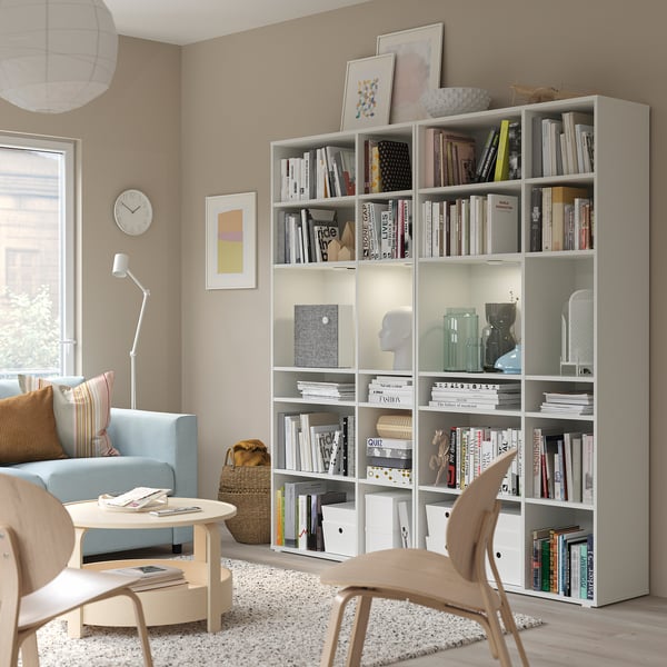 VIHALS - VIHALS Shelving combination, white, 190x37x200 cm