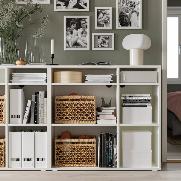 VIHALS - VIHALS Shelving combination, white, 286x37x90 cm