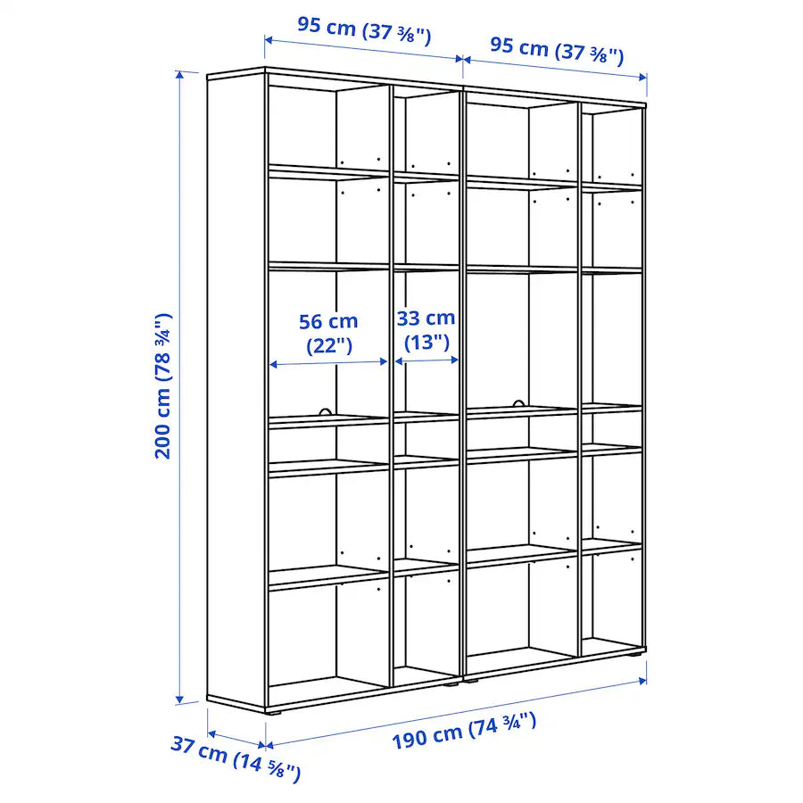 VIHALS - Shelving combination, dark grey, 190x37x200 cm - best price from Maltashopper.com 69521069