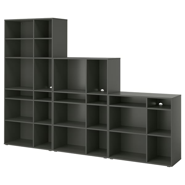 VIHALS shelving combination, dark grey, 286x37x200 cm