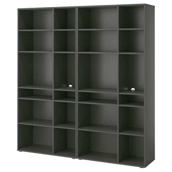 VIHALS - VIHALS Shelving combination, dark grey, 190x37x200 cm