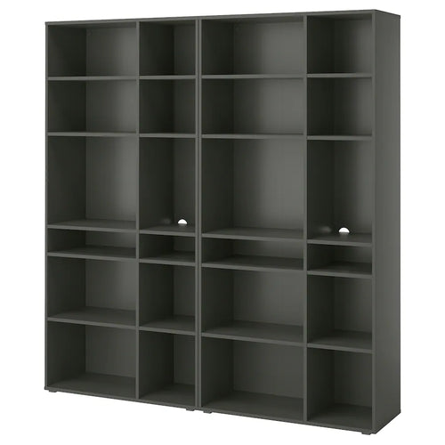 VIHALS - Shelving combination, dark grey, 190x37x200 cm