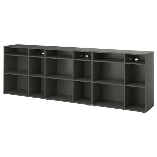 VIHALS - VIHALS Shelving combination, dark grey, 286x37x90 cm