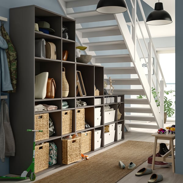 VIHALS shelving combination, dark grey, 286x37x200 cm