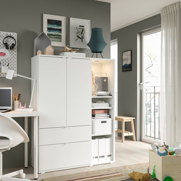 VIHALS - VIHALS Storage unit, white, 105x37x140 cm