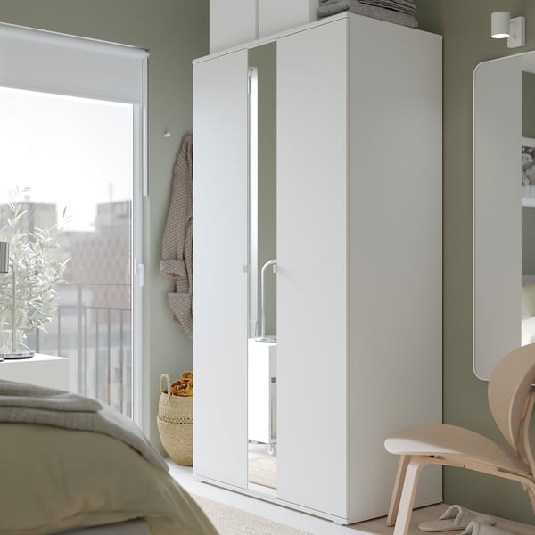 VIHALS wardrobe with 2 doors, white, 105x57x200 cm