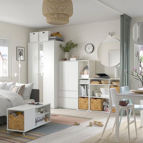 VIHALS wardrobe with 2 doors, white, 105x57x200 cm