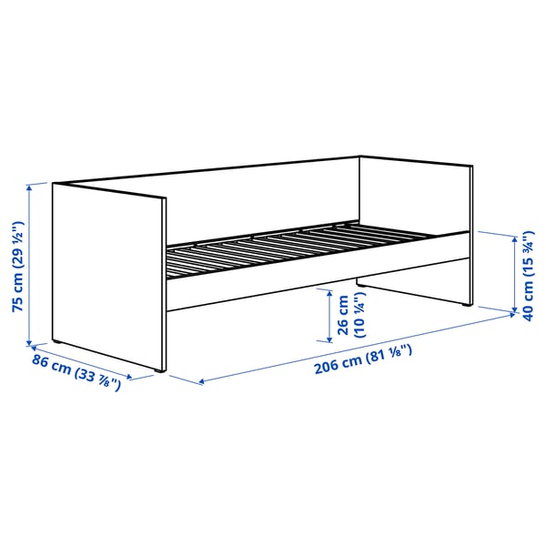 VIHALS - Sofa bed with 1 mattress, white/Åfjäll semi-rigid,80x200 cm