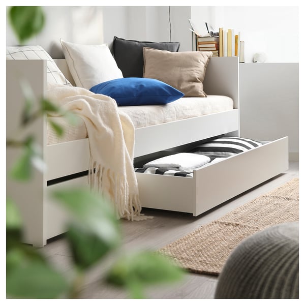 VIHALS day-bed with storage/1 mattress, white/Åfjäll medium firm, 80x200 cm