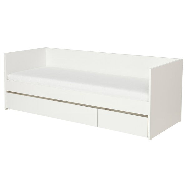 VIHALS day-bed with storage/1 mattress, white/Åfjäll medium firm, 80x200 cm