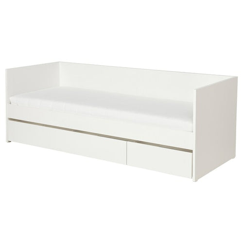 VIHALS - Sofa bed/container/1mattress, white/Åfjäll semi-rigid,80x200 cm
