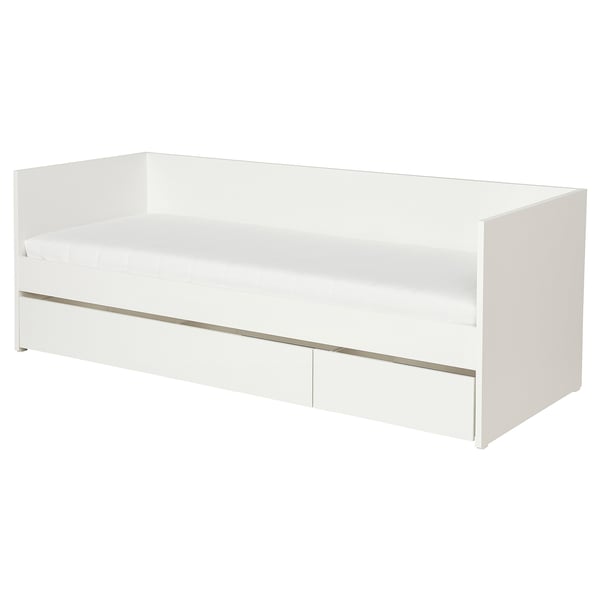 VIHALS day-bed with storage/1 mattress, white/Åfjäll medium firm, 80x200 cm