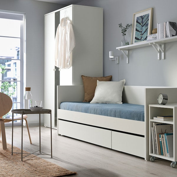 VIHALS day-bed with storage/1 mattress, white/Vannareid extra firm, 80x200 cm