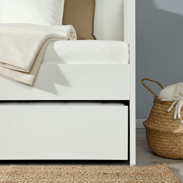 VIHALS day-bed w trundle bed/2 mattresses, white/Åfjäll firm, 80x200 cm