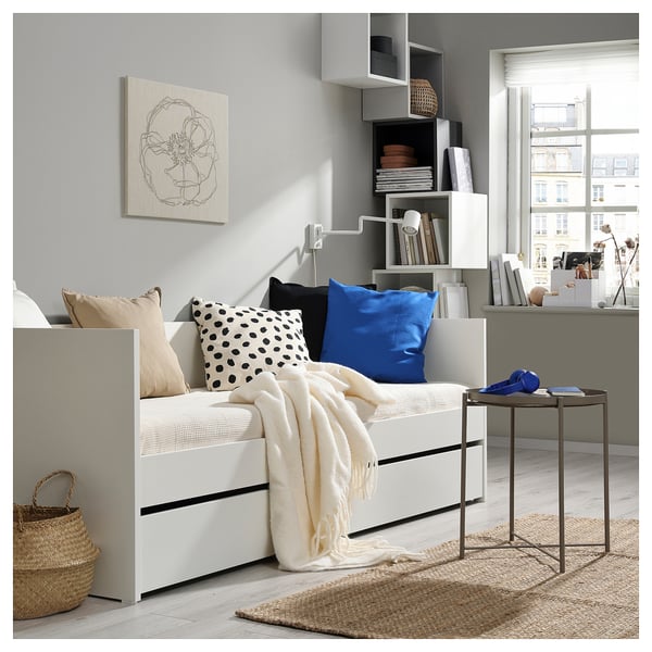 VIHALS day-bed w trundle bed/2 mattresses, white/Åfjäll firm, 80x200 cm