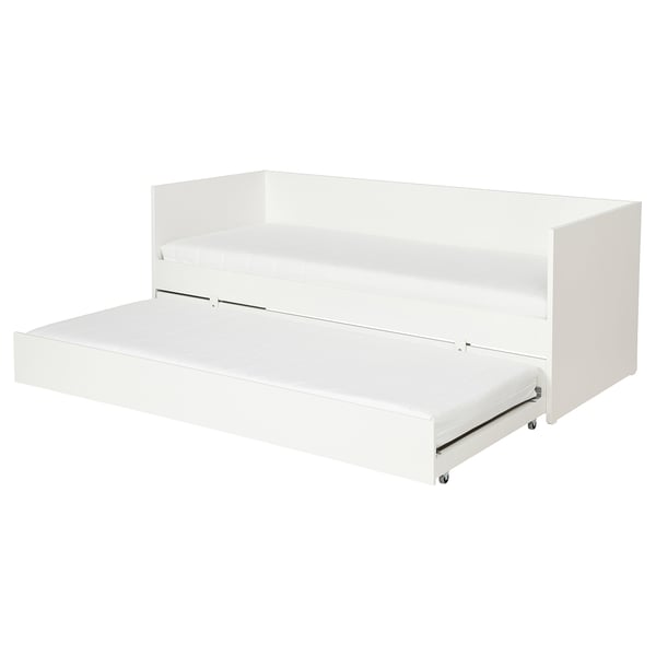 VIHALS day-bed w trundle bed/2 mattresses, white/Åfjäll firm, 80x200 cm
