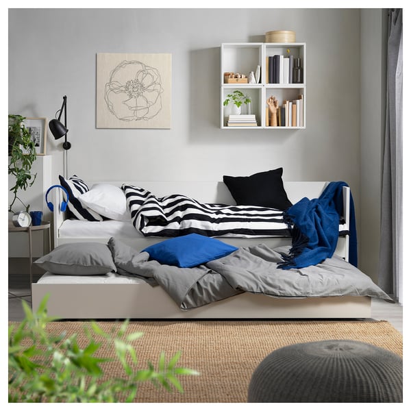 VIHALS day-bed w trundle bed/2 mattresses, white/Åfjäll medium firm, 80x200 cm