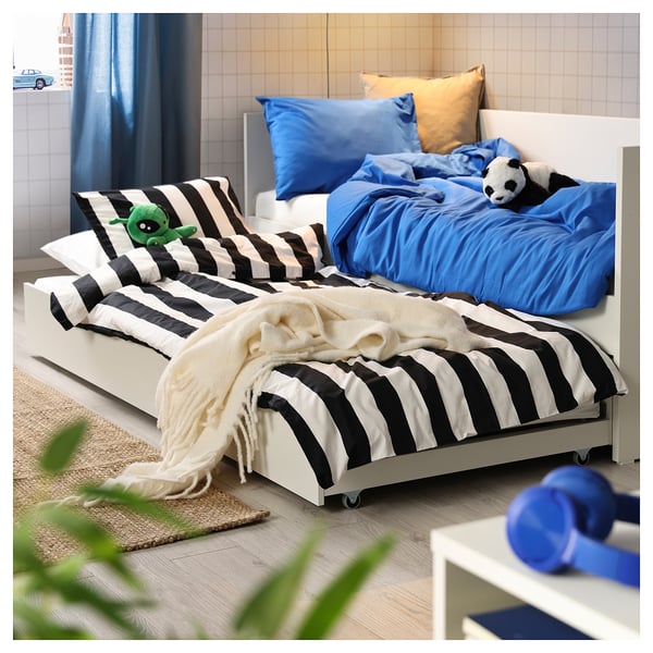 VIHALS - Sofa bed/extendable bed/2 mattresses, white/Vannareid extra firm, 80x200 cm.