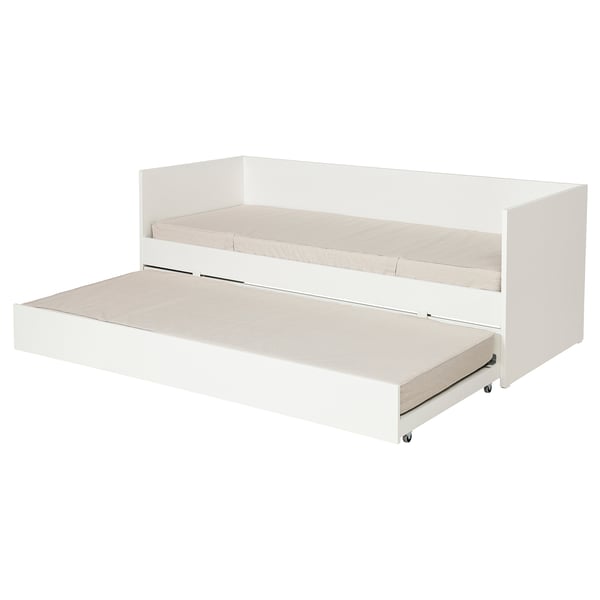 VIHALS day-bed w trundle bed/2 mattresses, white/Vannareid extra firm, 80x200 cm
