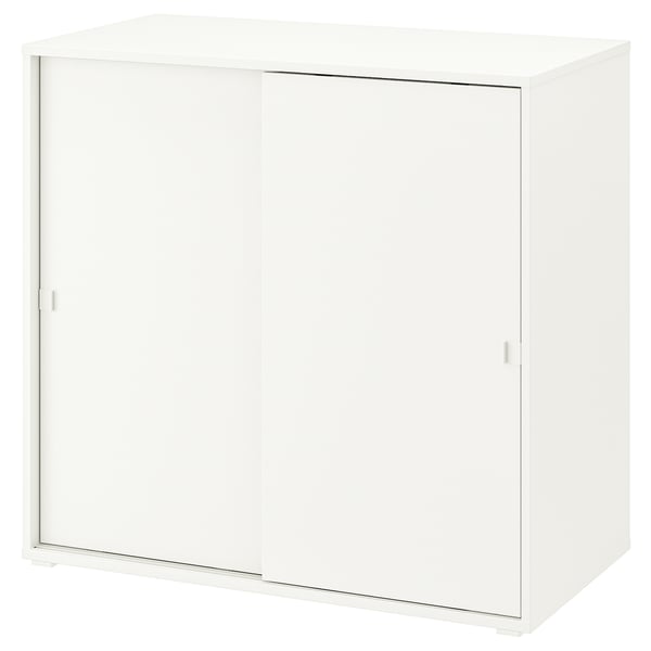 VIHALS - VIHALS Cabinet with sliding doors, white, 95x47x90 cm