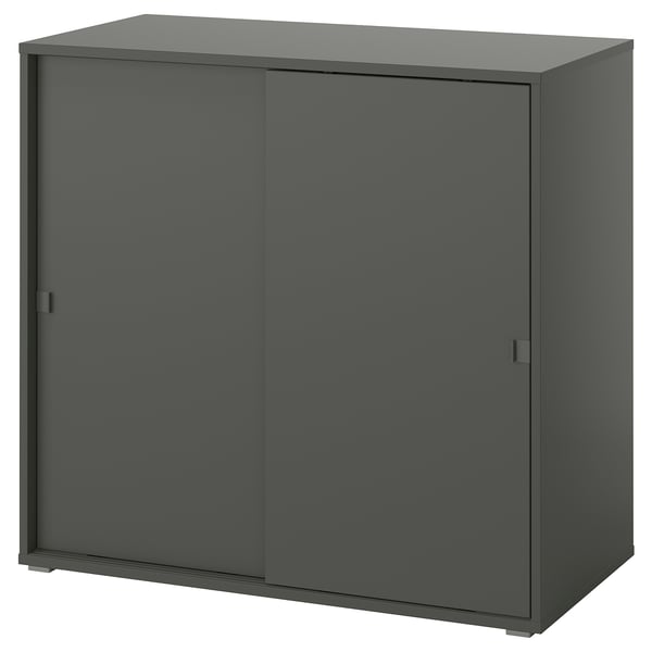 VIHALS cabinet with sliding doors, dark grey, 95x47x90 cm