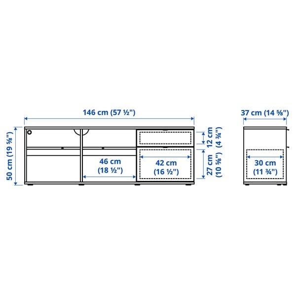 Ikea VIHALS - TV bench, white, 146x37x50 cm