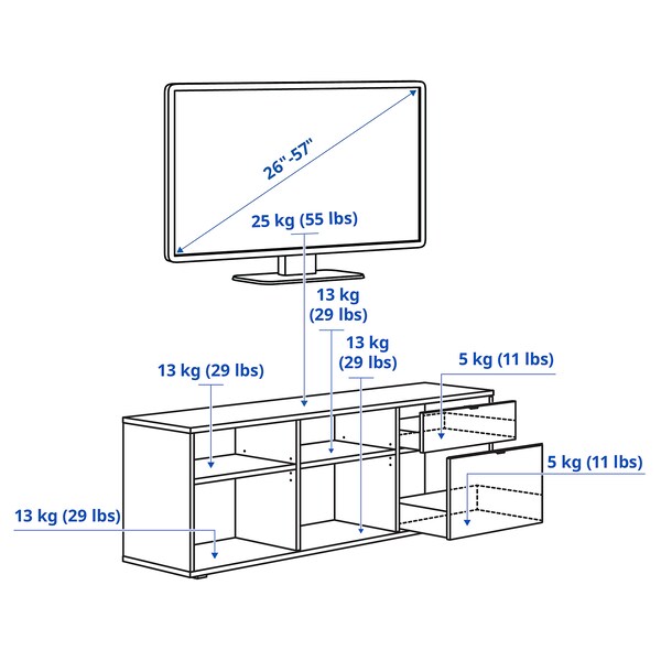 VIHALS TV bench, dark grey, 146x37x50 cm