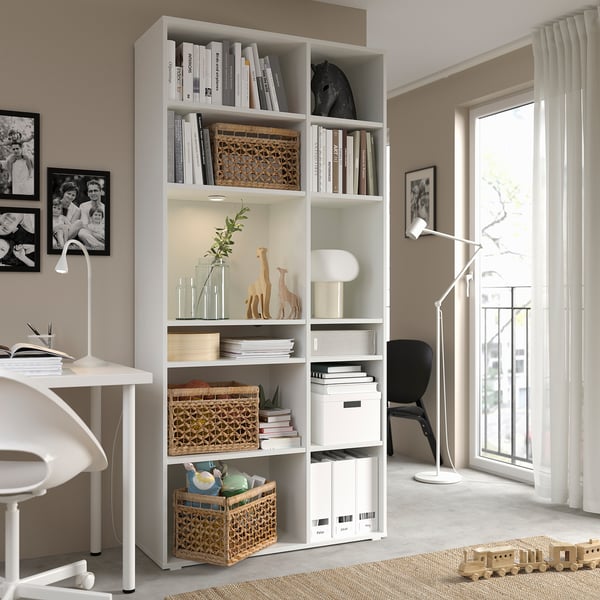 VIHALS shelving unit with 10 shelves, white, 95x37x200 cm