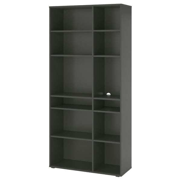 VIHALS shelving unit with 10 shelves, dark grey, 95x37x200 cm
