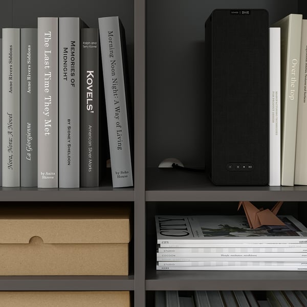 VIHALS shelving unit with 10 shelves, dark grey, 95x37x200 cm