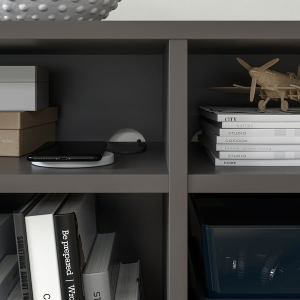 VIHALS shelving unit with 4 shelves, dark grey, 95x37x90 cm